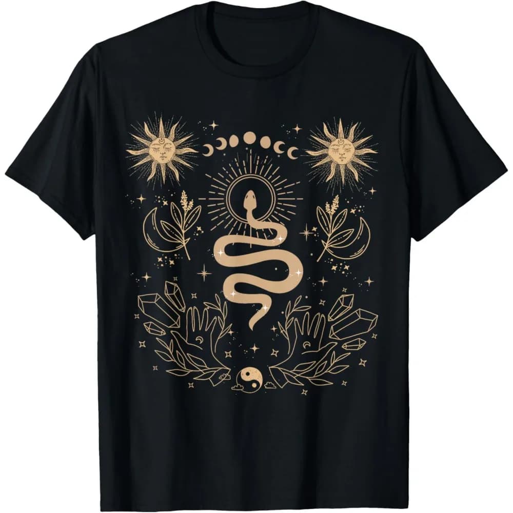 Dark Academia Tarocchi Carta Sole Luna Cristalli Strega T-shirt estetica Un regalo per lui o lei chi piace tarocchi Tshirt uomo donna