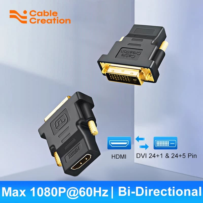 CableCreation Adattatore video bidirezionale DVI a HDMI convertitore DVI maschio HDMI femmina 1080P compatibile console gioco decoder tv lettore blu-ray proiettore monitor pc fisso e portatile