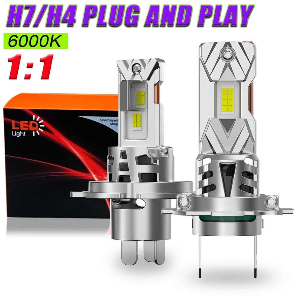 LED Lamps H7 H4 Car Light Canbus 1: 1 Halogen Lamp Super Bright LED Lamp 6000K Automotive Fendinebbia with Fan
