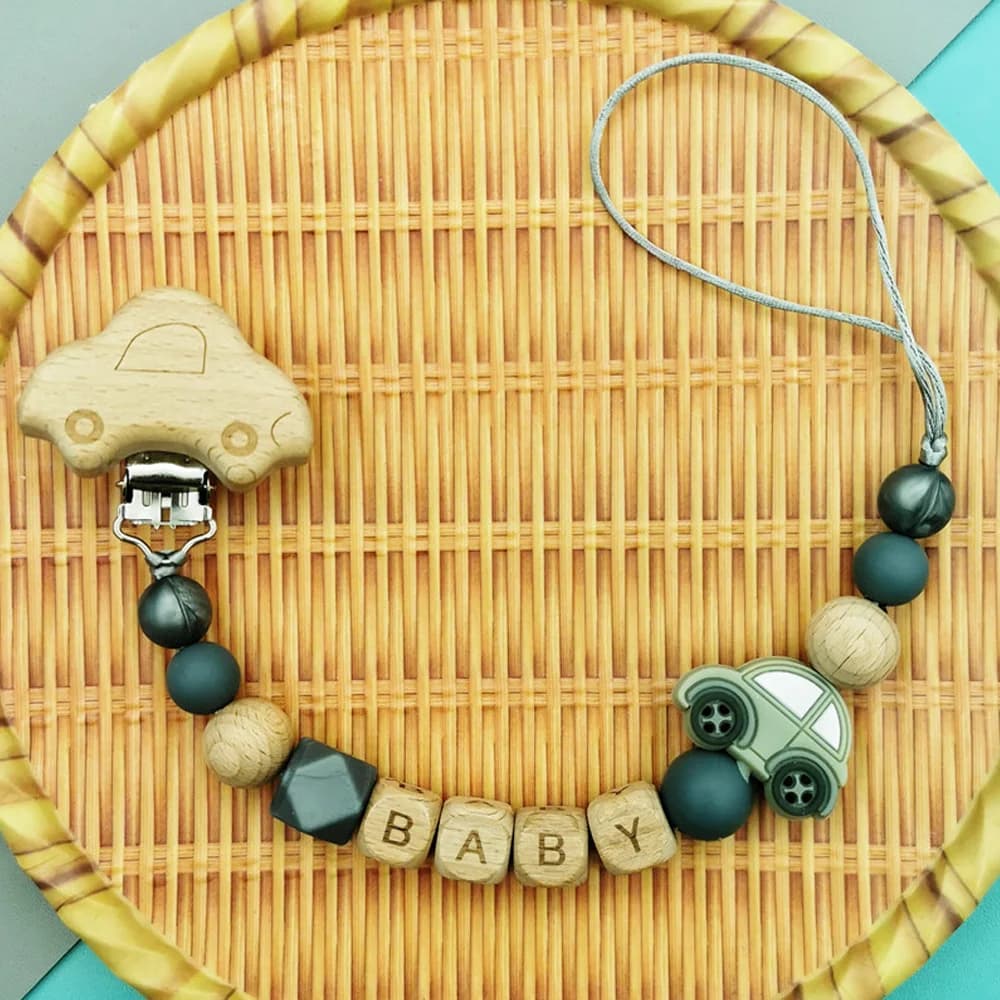 Nomi di lettere personalizzate Car Baby ciuccio catene clip massaggiagengive pendenti per neonato masticare guinzaglio porta capezzoli massaggiagengive giocattoli regali