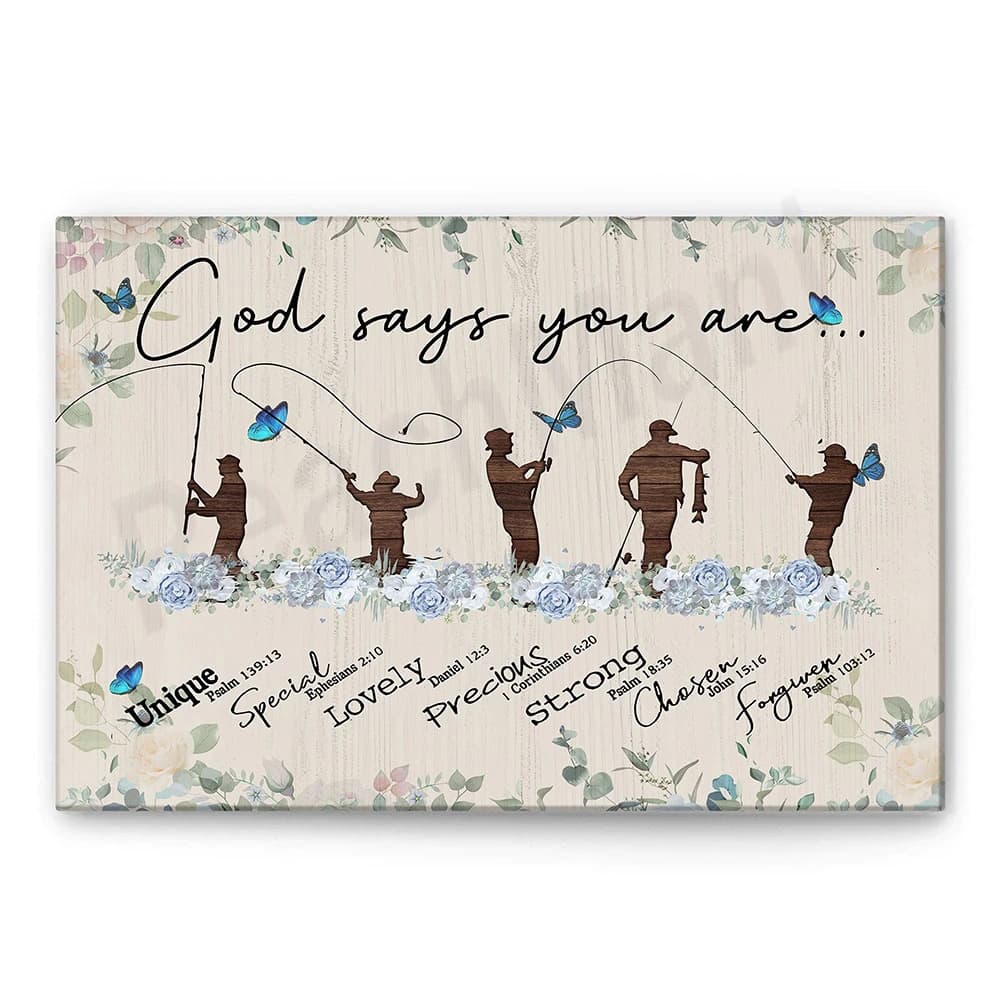 Poster Yoga, Ballet, Football, Baseball, Basketball, Mermaid, Volleyball, Softball, Fishing, Wall Art Print with "God said you are"