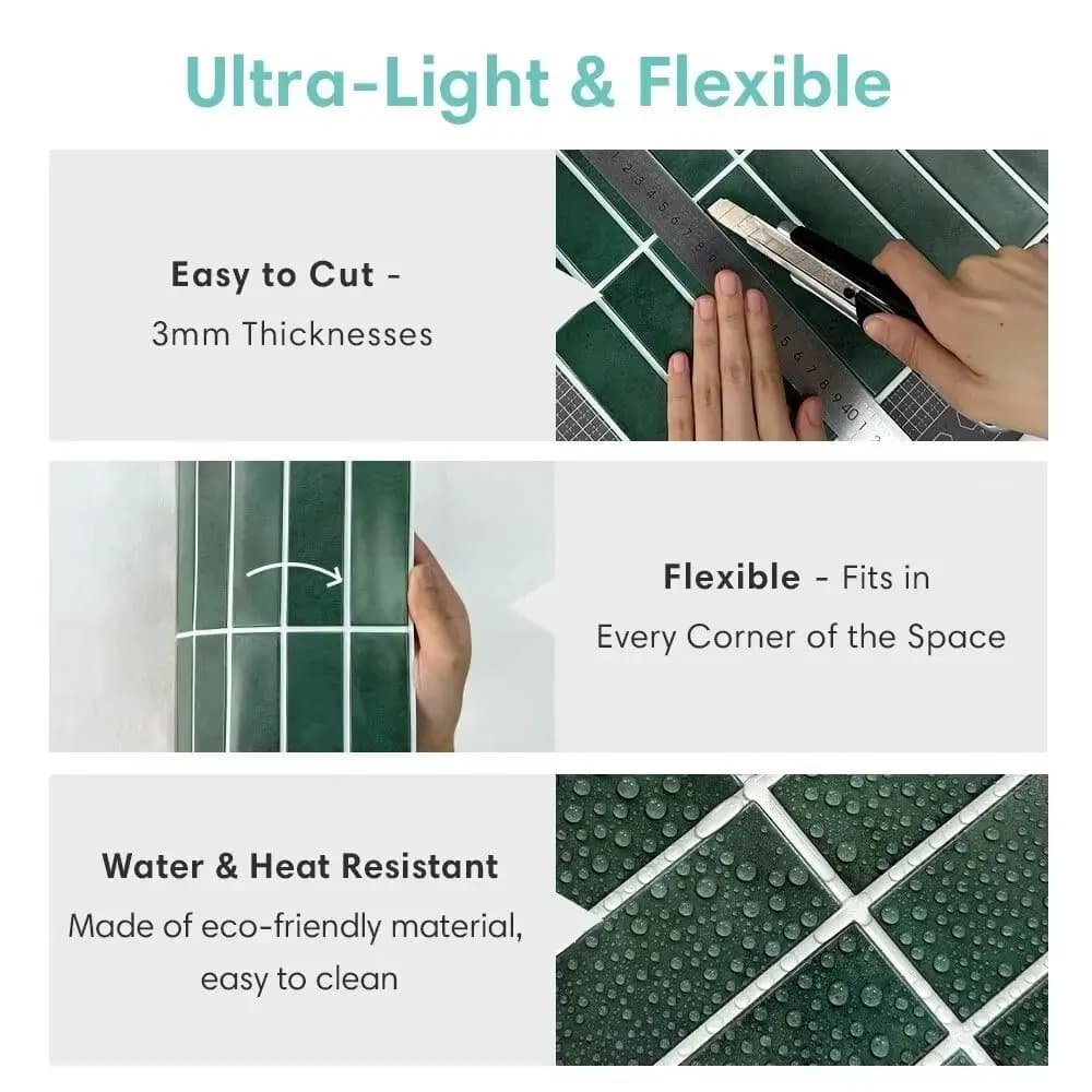 30cmx30cm Tile Wall Stickers Waterproof Moisture-proof Stove Sticker Oil-Resistant 3D Kitchen Cabinet Renovation Sticker