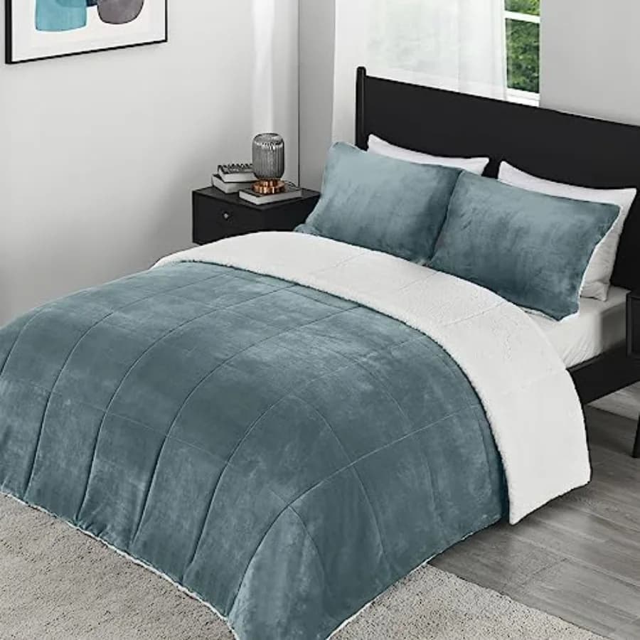 Set Ultra-Morbido Mimink Sherpa Cover with 2 Loyalty - Set 3 Pieces - Cover and Set Bed Linen Autumn Winter