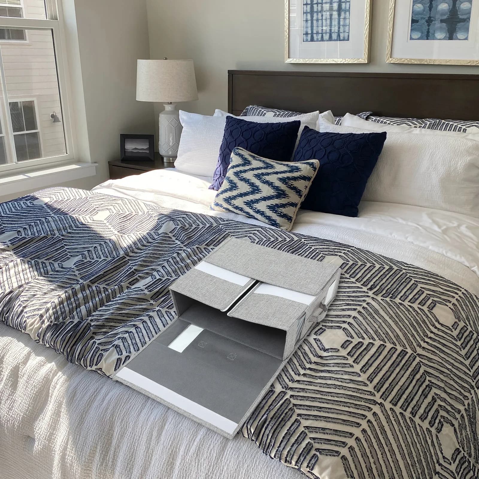 Organizzatore Pieghevole per Lenzuola con Finestra Trasparente e Chiusura a Cerniera per Armadio Sottoletto, Camera da Letto, Appartamento, Coperte e Piumoni