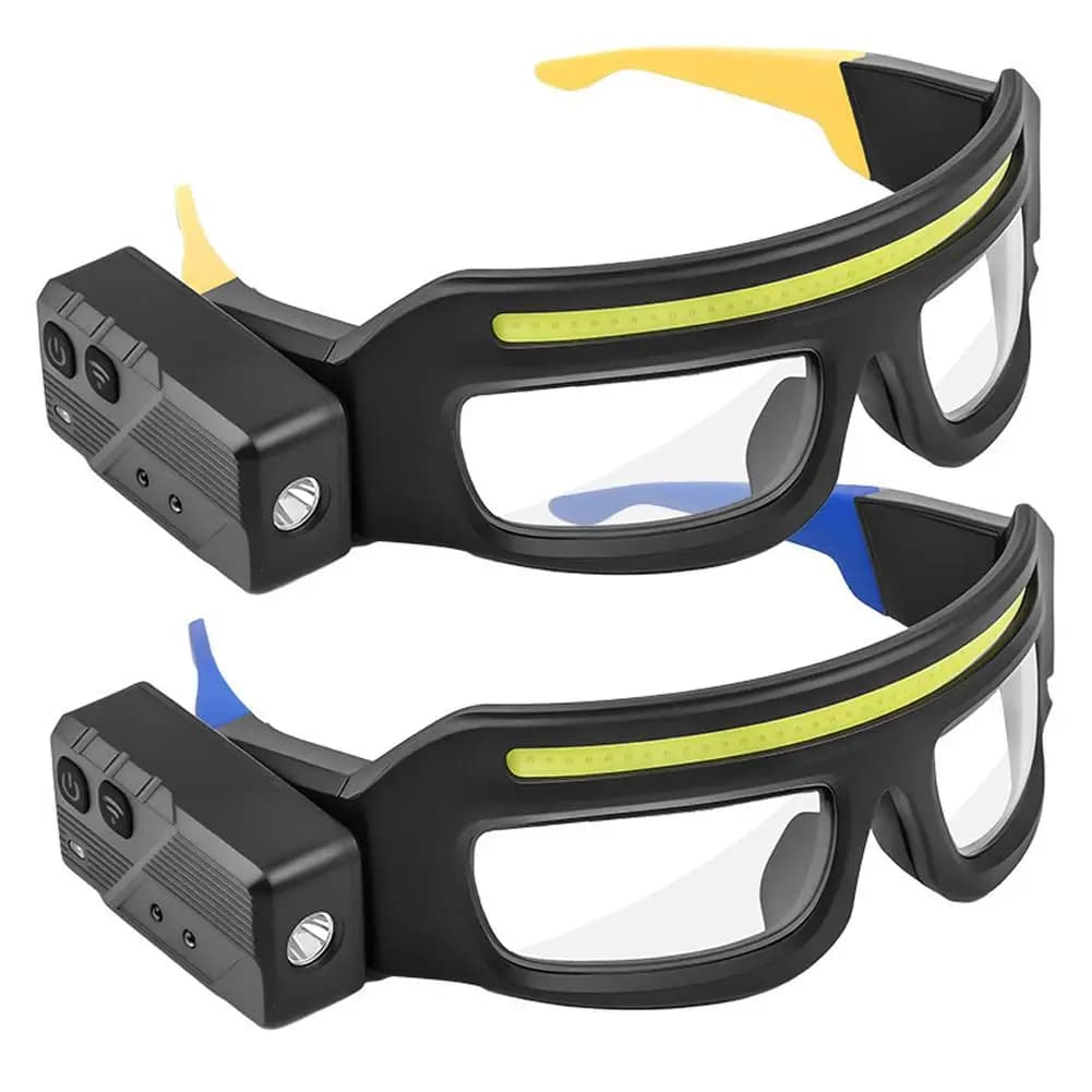 Multifunctional Front Lamp Waterproof for Glasses, Ideal for Cycling and Fishing, Rechargeable with Warning Function