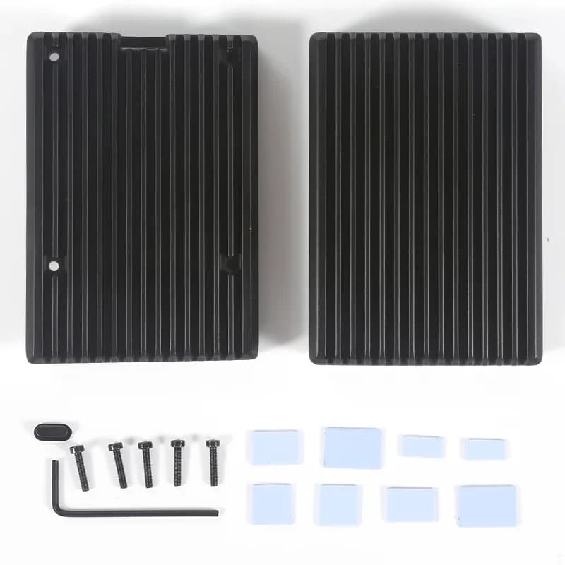 Custodia in lega di alluminio per Raspberry Pi 5 con dissipatori in silicone per raffreddamento passivo