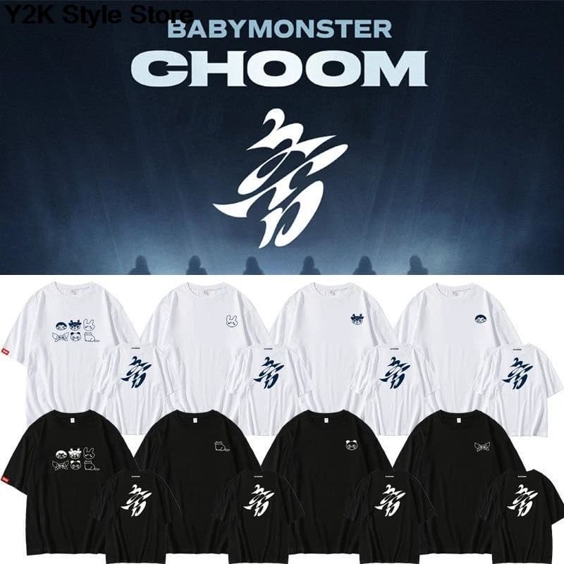 BABYMONSTER CHOOM T-shirt 100% cotone Uomo Donna Moda Kpop Stampa Rami Ahyeon Rora Asa Ruka CHIQUITA PHARITA Maglietta per fan