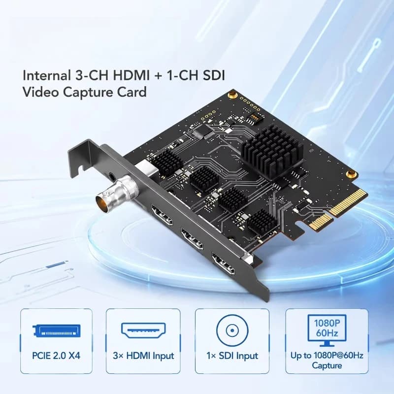 1SDI capture card 1080P60 is suitable for SDI, with 3.5mm line input audio YUY2 multi-mode built-in laptop camera MP4 support