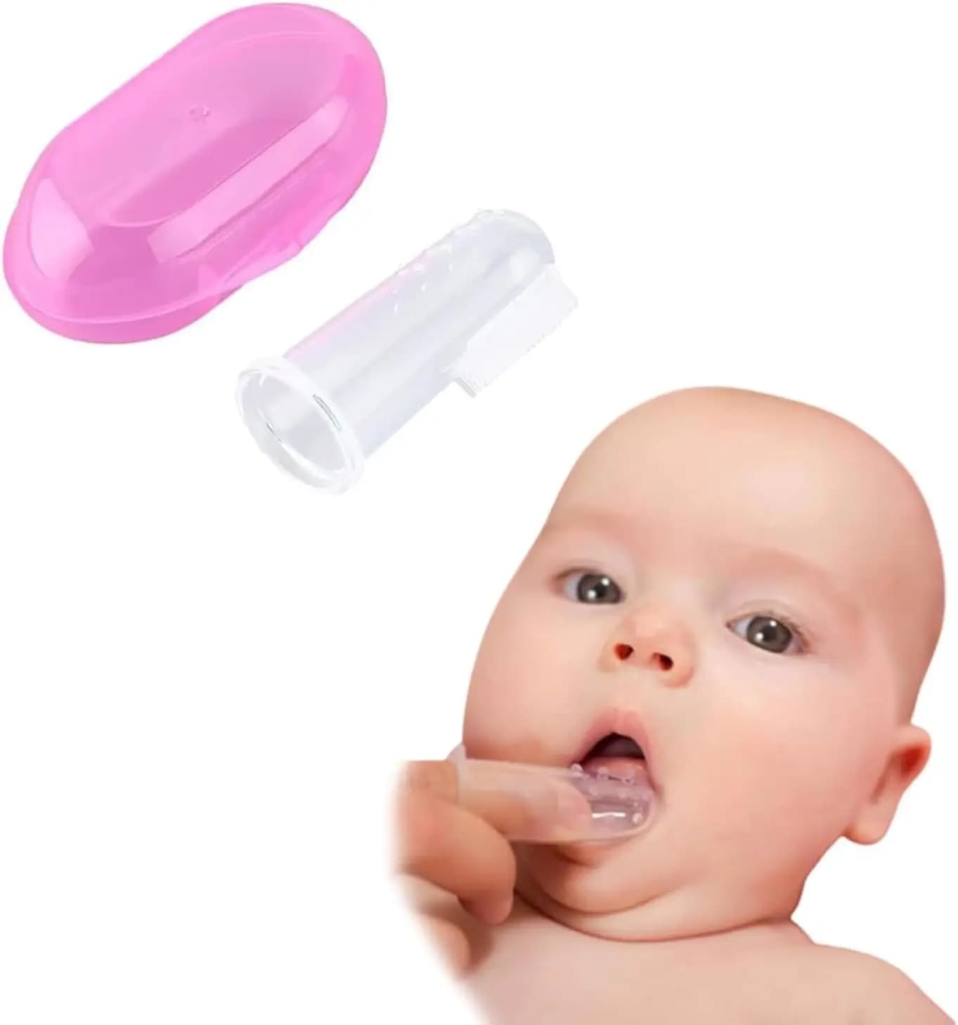 Spazzolino da denti per bambini con scatola Denti per bambini Massaggio trasparente Set di spazzole per pulizia in gomma per neonato in silicone morbido