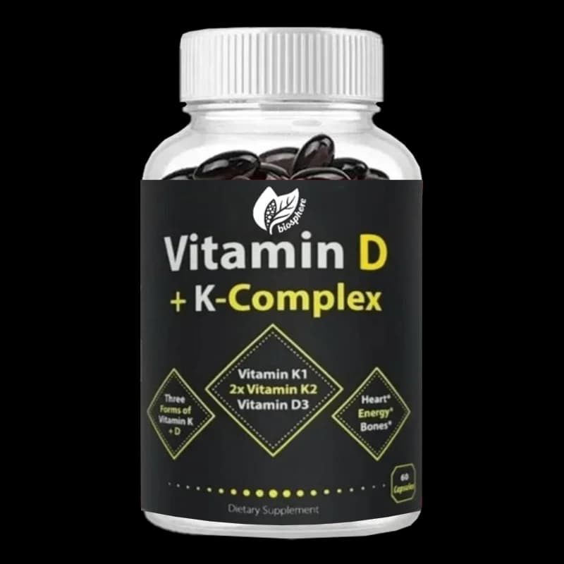 Complex of vitamin D3 K2 K1 supplements - for bone and immune health support -60 capsules