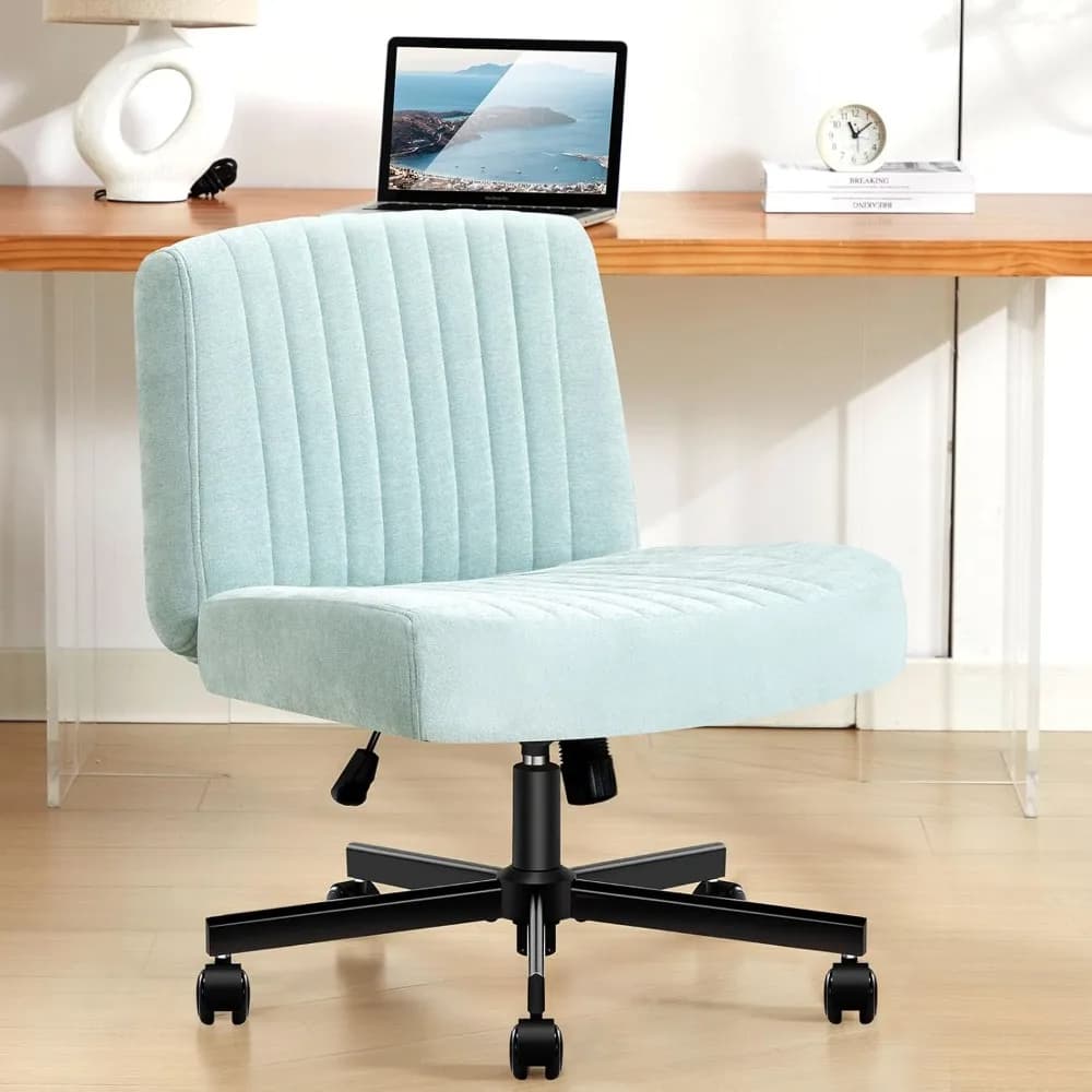 sedia incrociata con ruote, sedia da scrivania da ufficio con gambe incrociate in tessuto imbottito spesso con cuscino a molle insacchettate, base a doppio scopo, w
