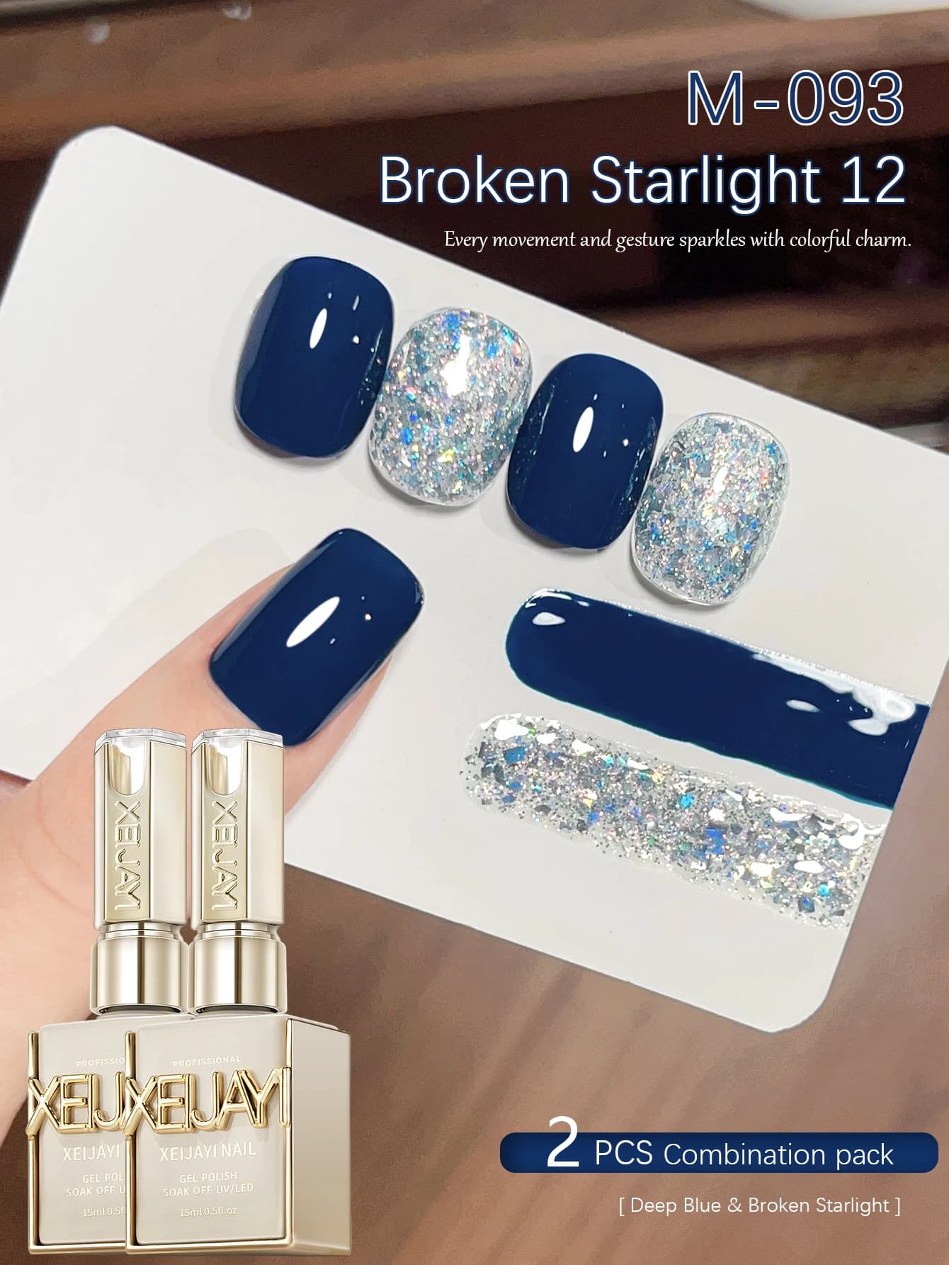 XEIJAYI 2Pcs 15ml Blue Gel Nail Polish Set Semi Permanent UV Gel Polish Kits All For Manicure Kit Soak Off UV LED Vernis Nail