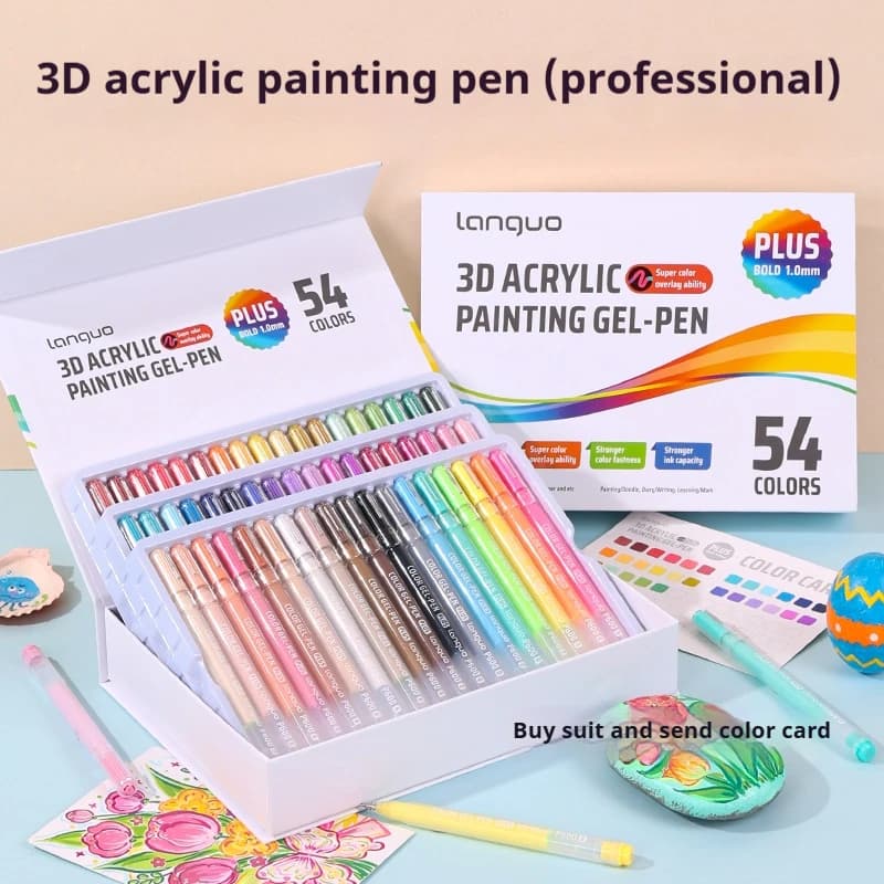 36/54 Colori/scatola 3D Penna Gel Acrilico Languo 1.0mm Pittura Disegno Pennello Pennarello Studente Manuale Penna di Scrittura Materiale Scolastico Per Ufficio
