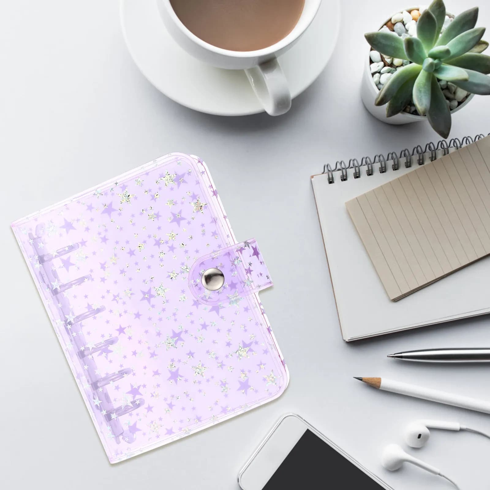 Copertina per Quaderno a Fogli Mobili in PVC Trasparente, Materiale PP Leggero, Custodia per Blocco Note da Ufficio, Agenda Personale, Raccoglitore, Diario