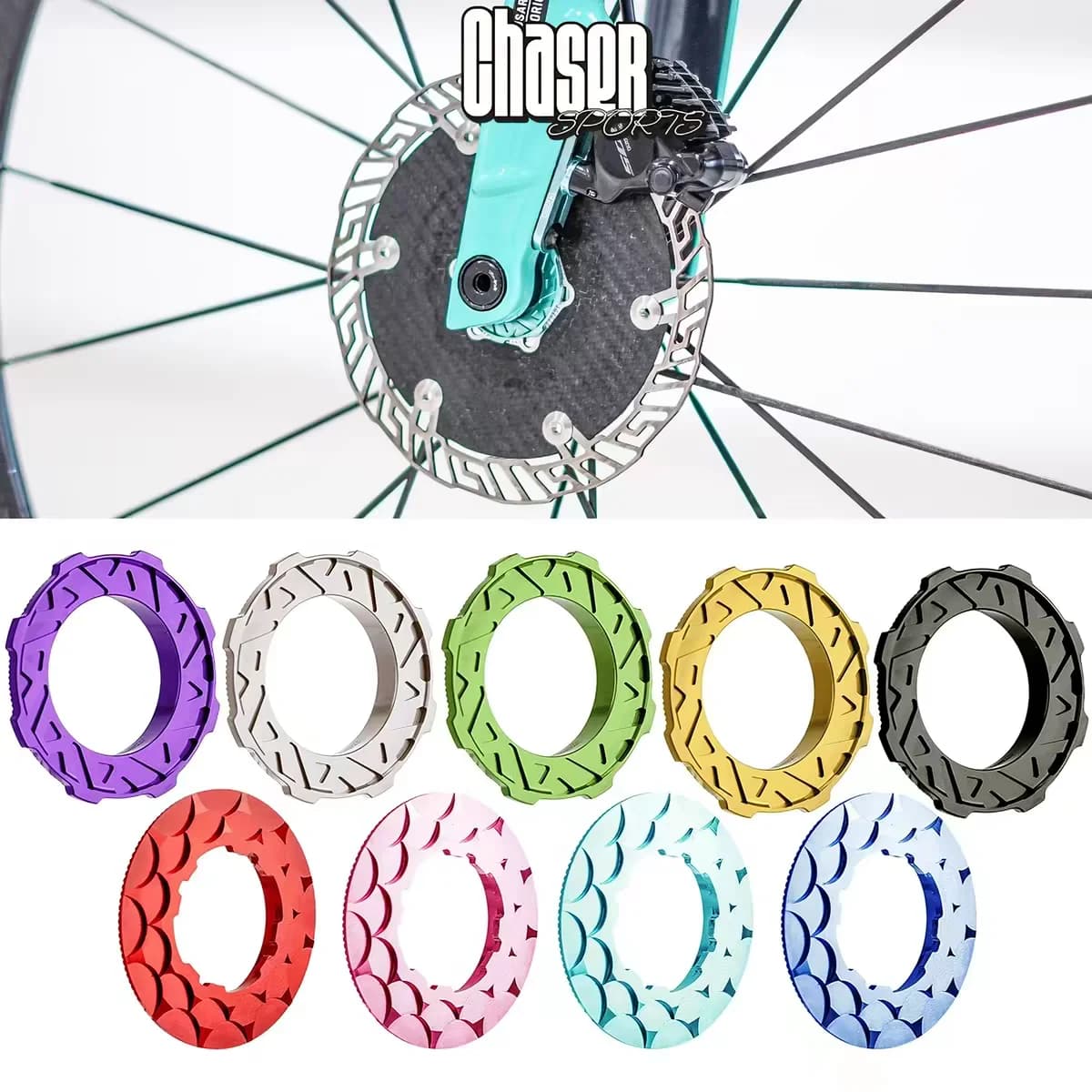 Chaser Bicycle Center Lock Disc Brake Rotor Lock Ring Adapter Ultra-light Centerlock To 6-Bolt Disc Rotor Converter