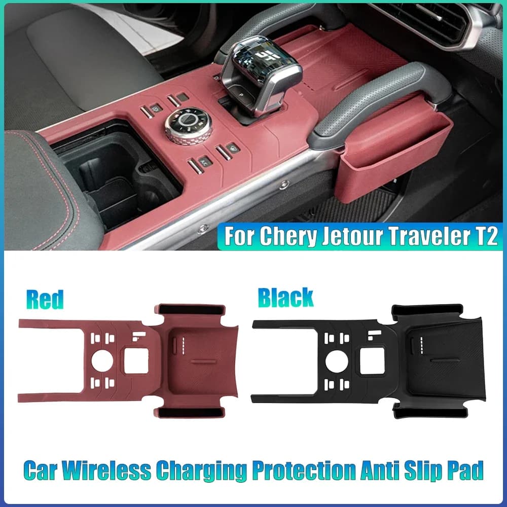 Per Chery Jetour Traveller T2 Attrezzatura di controllo centrale Scatola di immagazzinaggio del cuscinetto in silicone Protezione di ricarica wireless per auto Tappetino antiscivolo