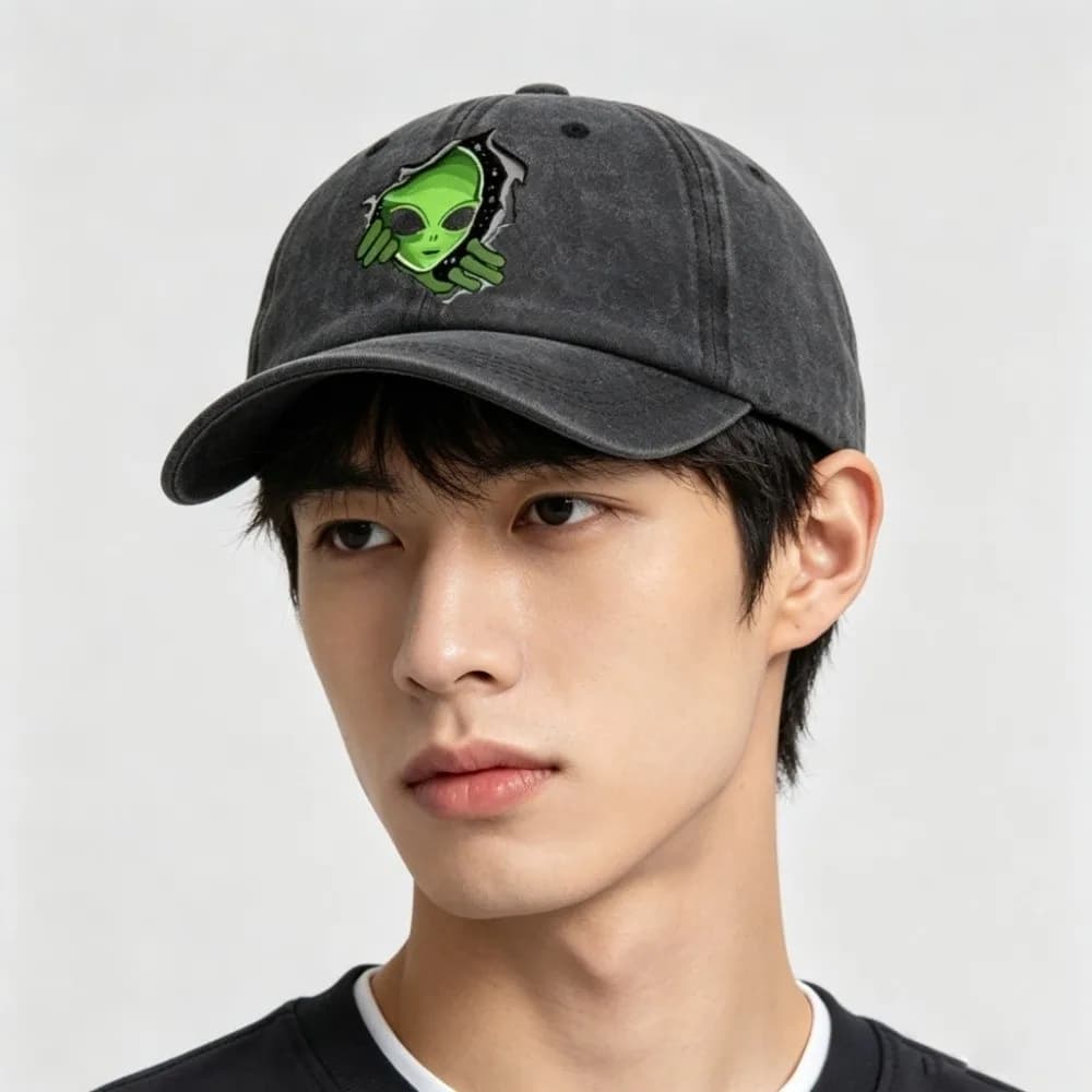 Alien Printed Alien Printed Baseball Cap Vintage Washed Imitation Old Adjustable Hip Hop Hat Adjustable Unisex Design