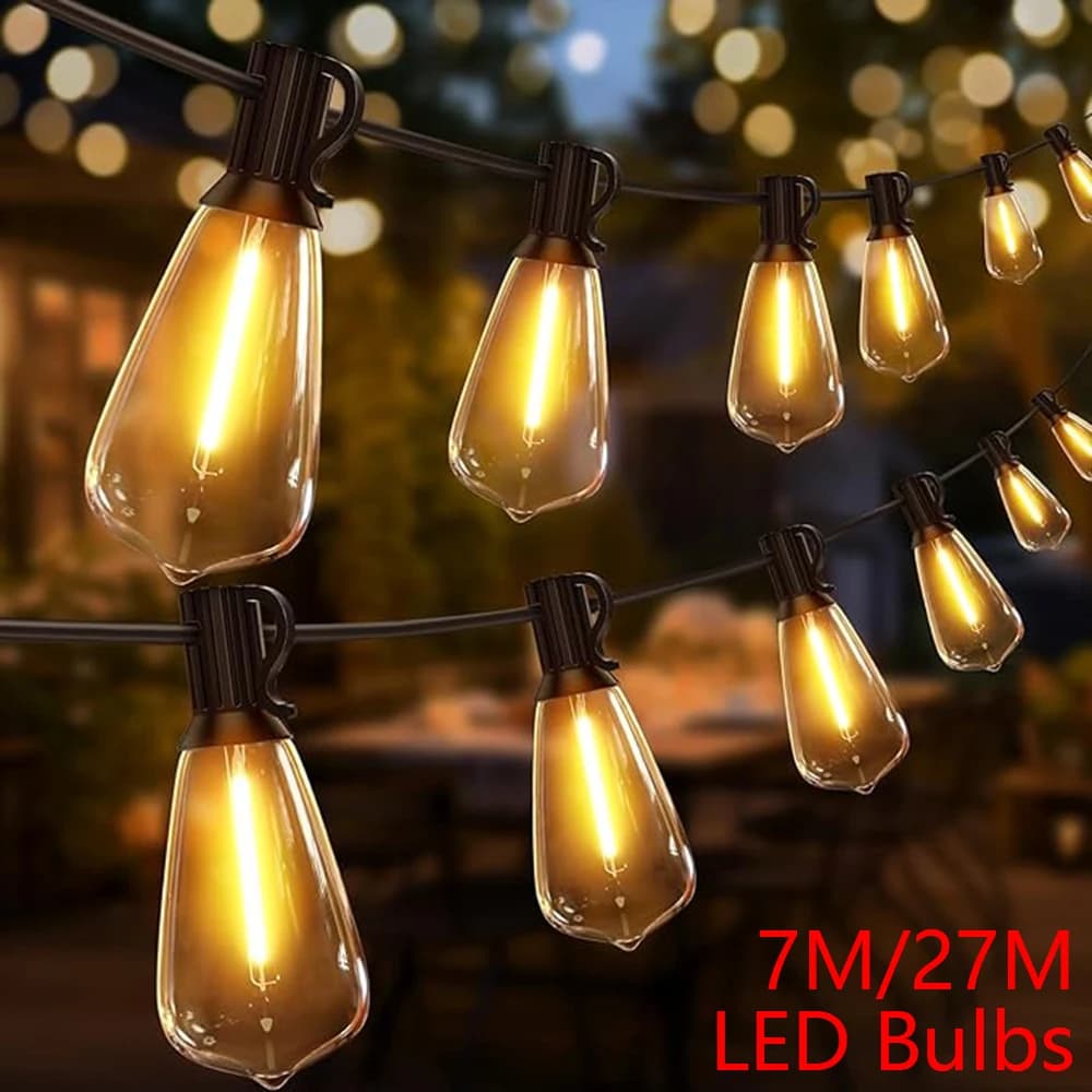 ST38 Festoon 220V LED Globo String Light Fata LED Outdoor per festa di compleanno Decorazioni da giardino Lampada ghirlanda Street Patio Cortile