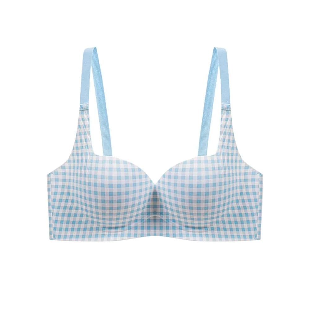 Wireless Curtainless Square Bra, Grid Pattern, Deep Neckline V, Push-Up, Anti-Ceding, For Female Yoga