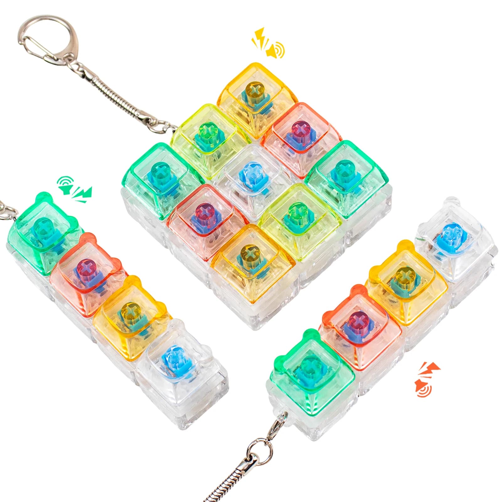Giocattoli Antistress con 4 Tasti, Tastierino Meccanico, Keycap per Ufficio, Portachiavi Calmante per Decompressione, Regali
