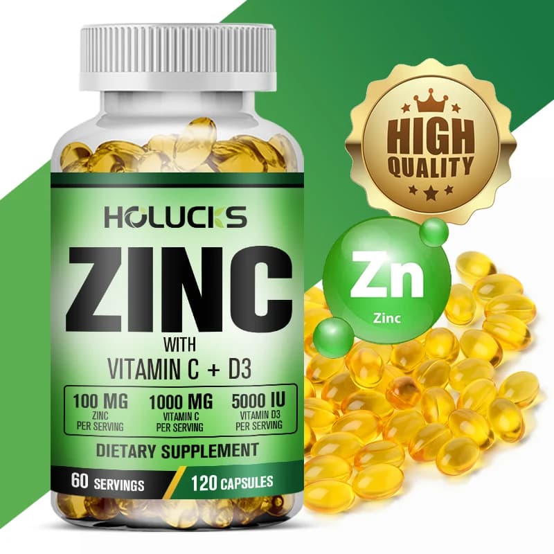 Zinc Complex Supplement, Vitamin C, Collagen Support, Antioxidant, Immunite Enhancement, Sleep and Energy Improvement, Premium Capsules