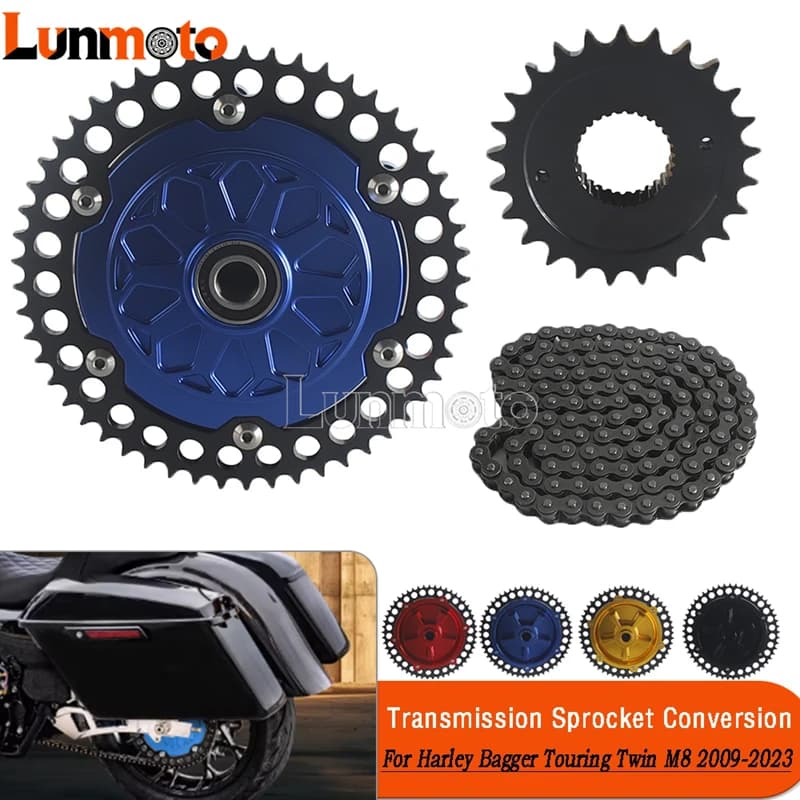 For Harley Touring Twin M8 Road King Street Glide 2009-2023 Motorcycle To Chain Drive Sprocket Carbon Steel Conversion Kit Belt