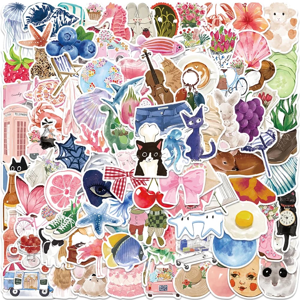 100 adesivi estetici per coquette floreale acquerello, arte per ragazze, donne, bottiglia d'acqua, bagagli, album, decorazioni per laptop