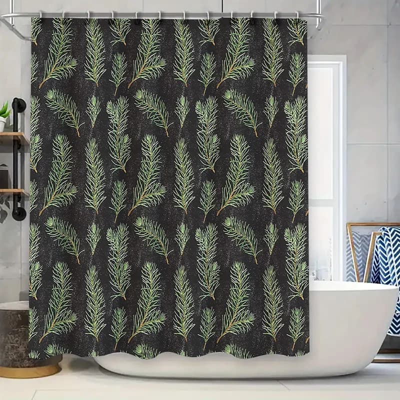 Tenda da doccia botanica Foresta Verde Foglie Modello Decorazioni per il bagno Sfondo in tessuto lavabile ispirato alla natura
