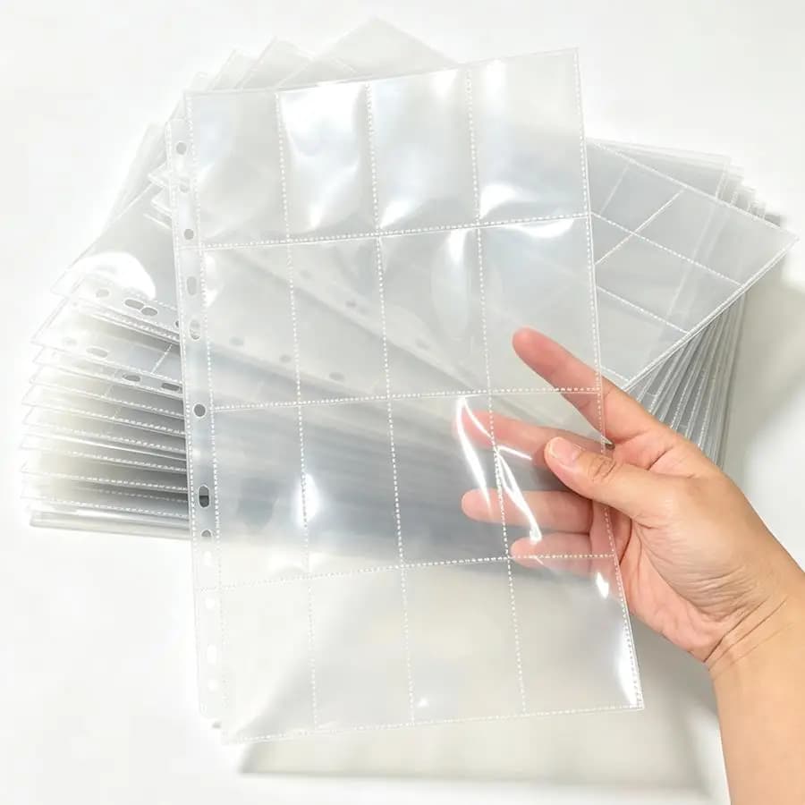 20/50pcs Trading Card Binder Refill Pages, 16 Pockets Transparent Card Storage Sleeves for Game Cards, Mini Photo Collection XJM