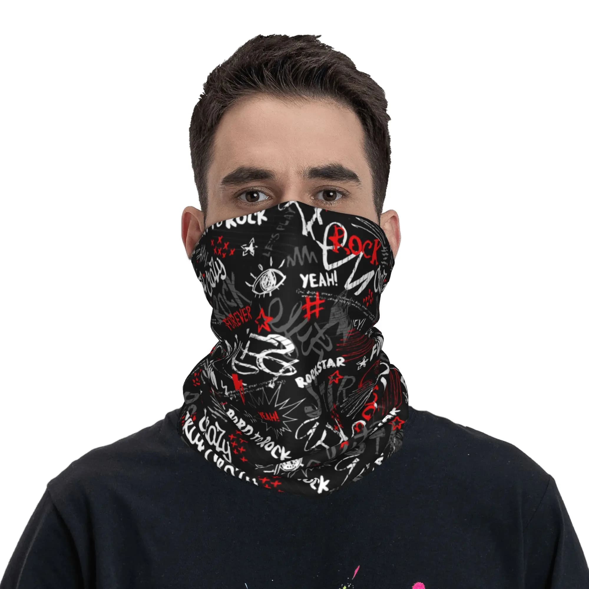 Multifunction Scarf Printed Rock Star Bandana, face mask, unisex, breathable, for adults