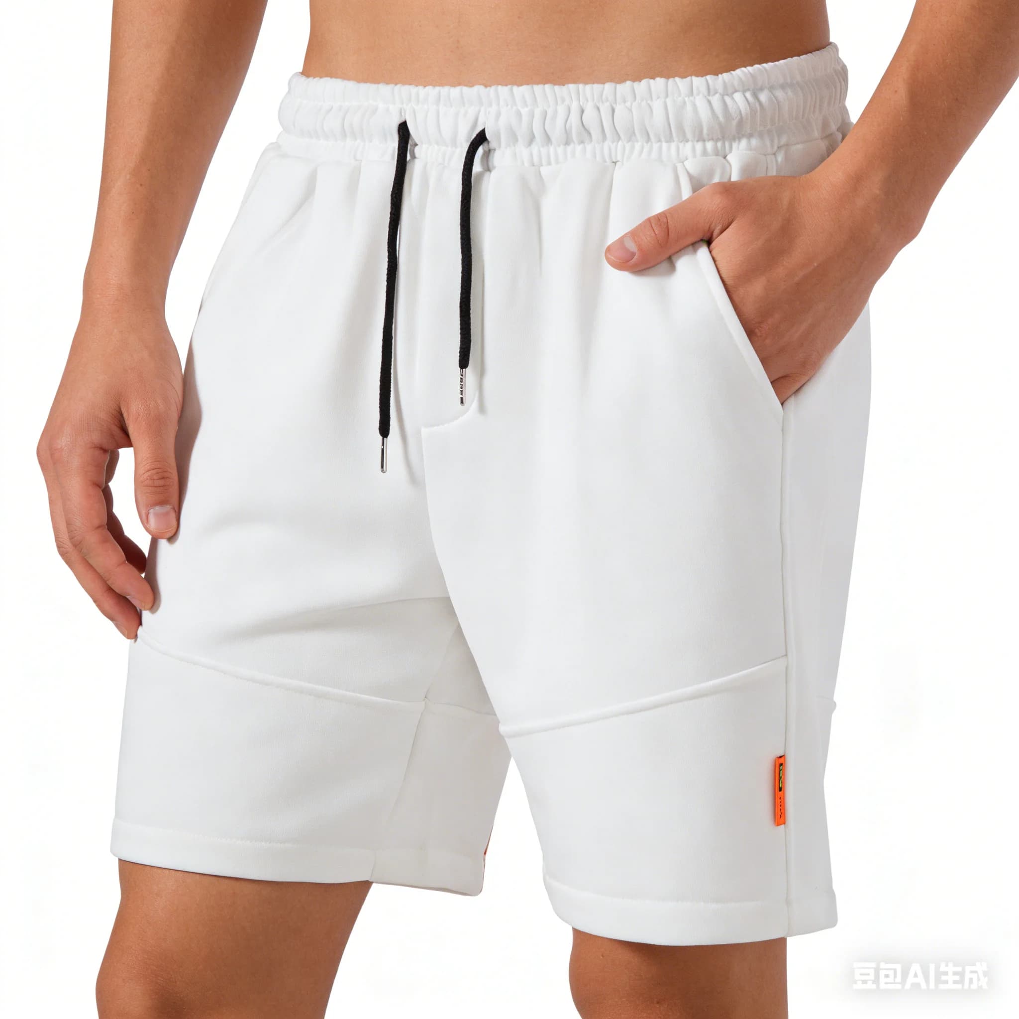 Pantaloncini da uomo con coulisse in tinta unita, logo piccolo, stile casual estivo con elastico in vita, design semplice per un comfort ottimale.
