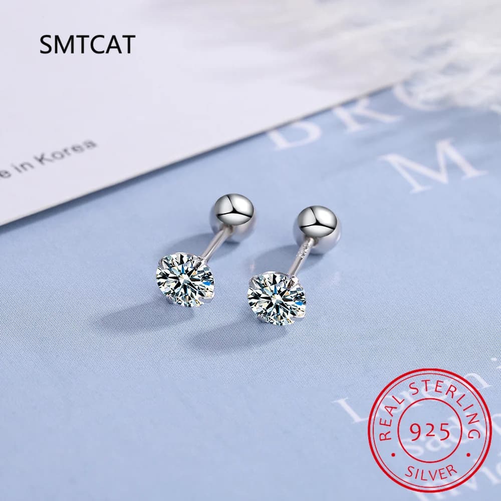 Veri orecchini a bottone Moissanite da 0,4-4 carati per donna uomo gioielli in argento sterling S925 di alta qualità con vite a sfera
