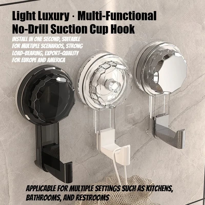 Beige Bathroom Rotating Suction Cup Hook, No-Drill Strong Adhesive Hook for Walls, Towel and Clothing Hanger