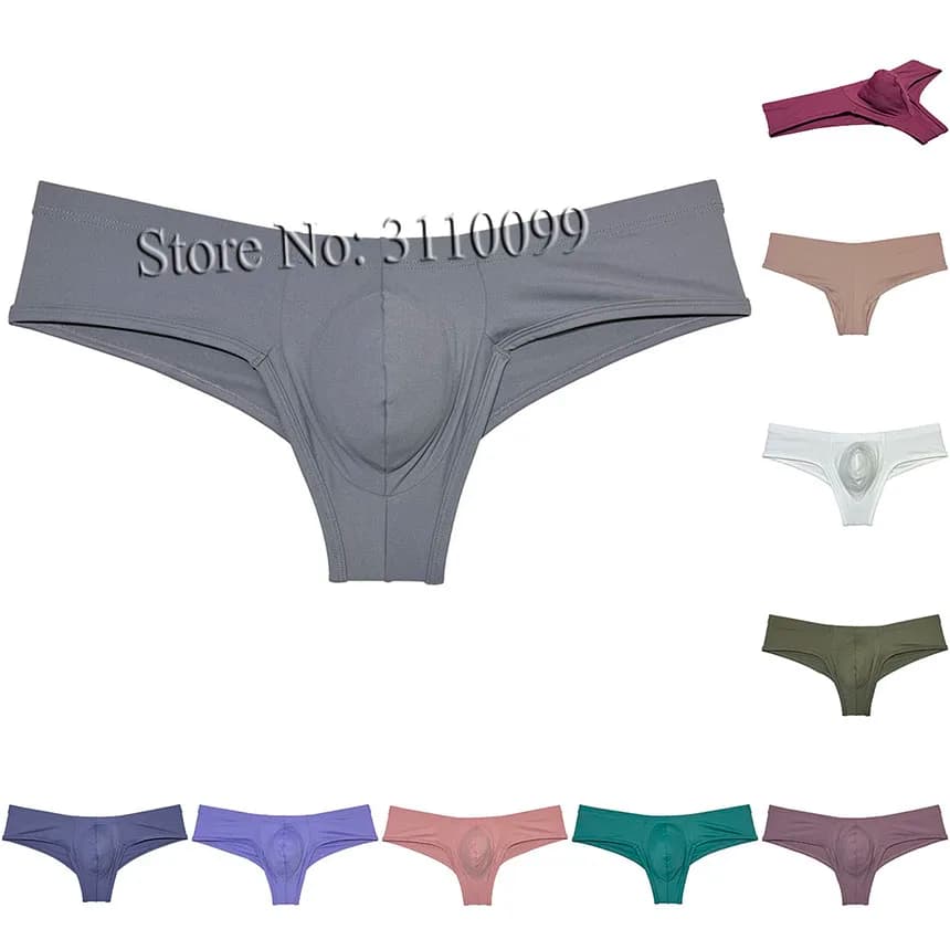 Men's Skin Feel Brazilian Bikini Enhance Bulge Pouch Mini Boxer Briefs Underwear