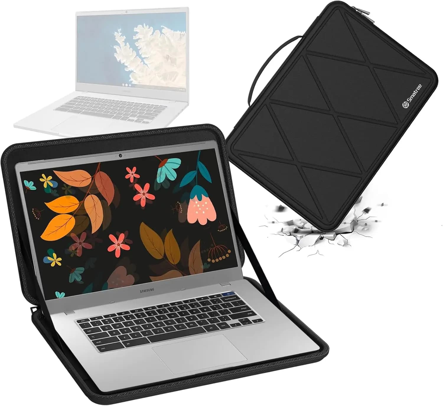Custodia protettiva rigida in EVA Smatree compatibile con laptop Samsung Chromebook 4+ da 15,6 pollici e borsa per notebook anti-shock