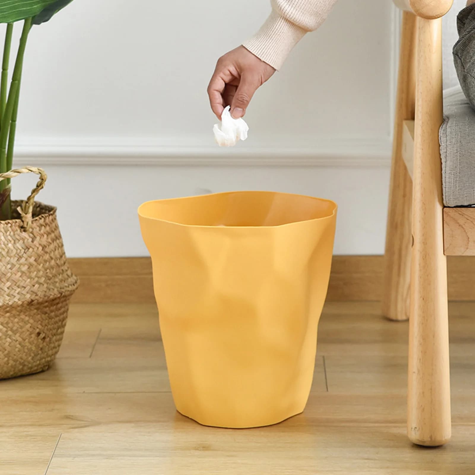 Cestino per Rifiuti in Plastica Unico e Moderno, Design Irregolare e Goffrato, Bidone Aperto per Bagno, Ufficio, Camera da Letto, Cucina