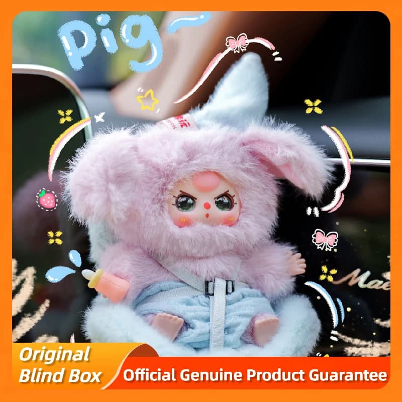 Genuino bambino tre veicoli montati serie bambino scatola cieca Kawai vinile peluche bambola ciondolo auto scatola misteriosa giocattoli alla moda regalo della ragazza
