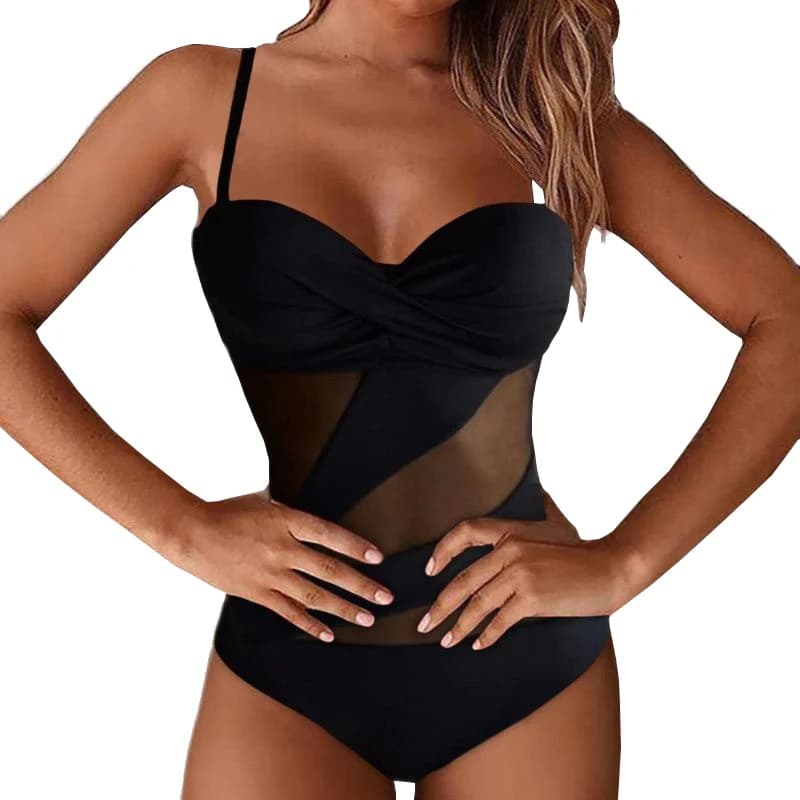 Costume da bagno intero nero sexy netto chiuso costumi da bagno femminili push up corpo costumi da bagno da donna costume da bagno spiaggia piscina bagnante 2026