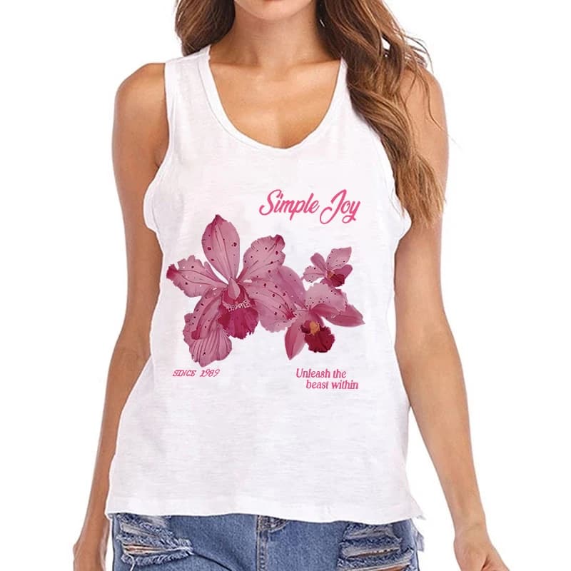 Graphic Casual Leaf 90s Print Vintage Vest T-shirt Tank Top Women’s Sleeveless Crew Neck Casual Top Summer Spring Shirt