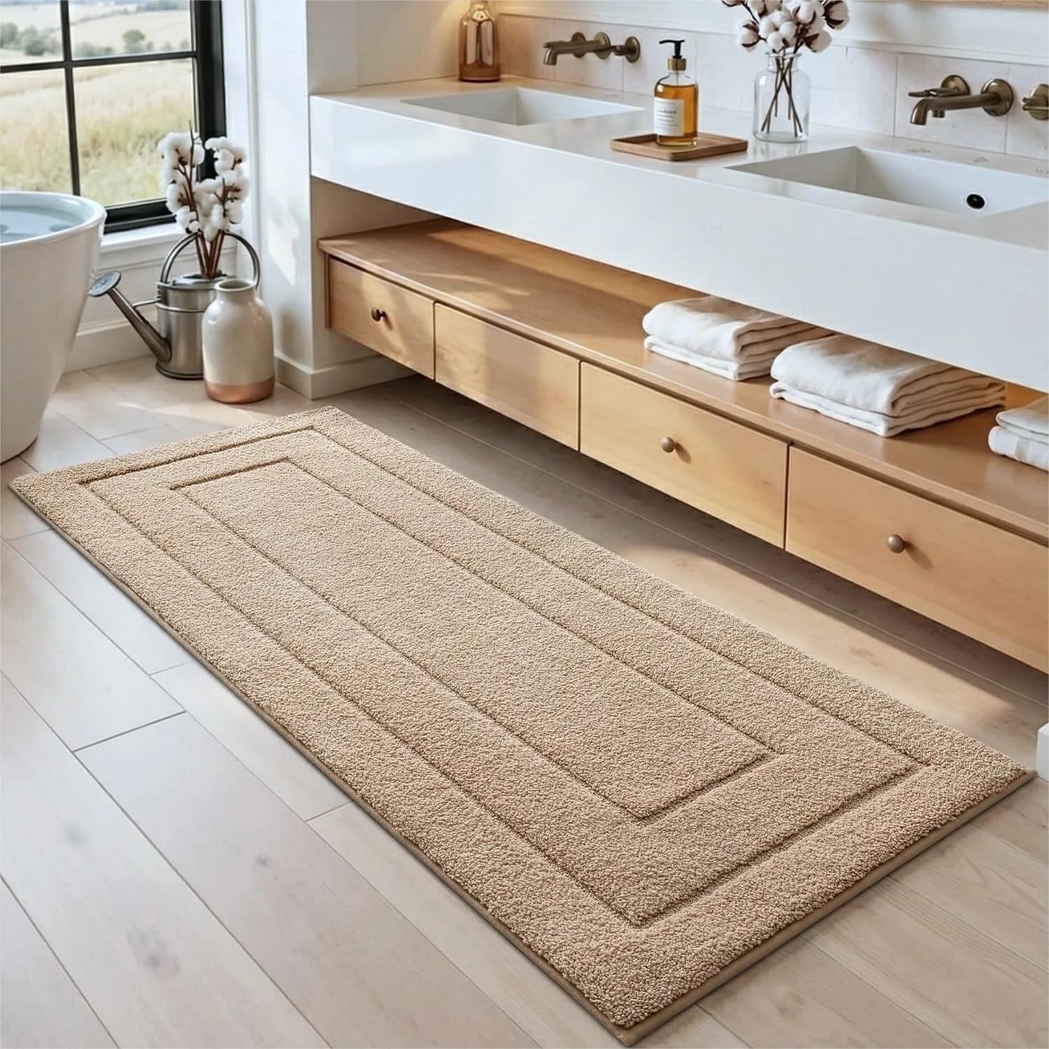 Tappeto da bagno antiscivolo 72x24, tappetino da bagno extra lungo assorbente e lavabile per il pavimento della doccia, microfibra ad asciugatura rapida con gomma