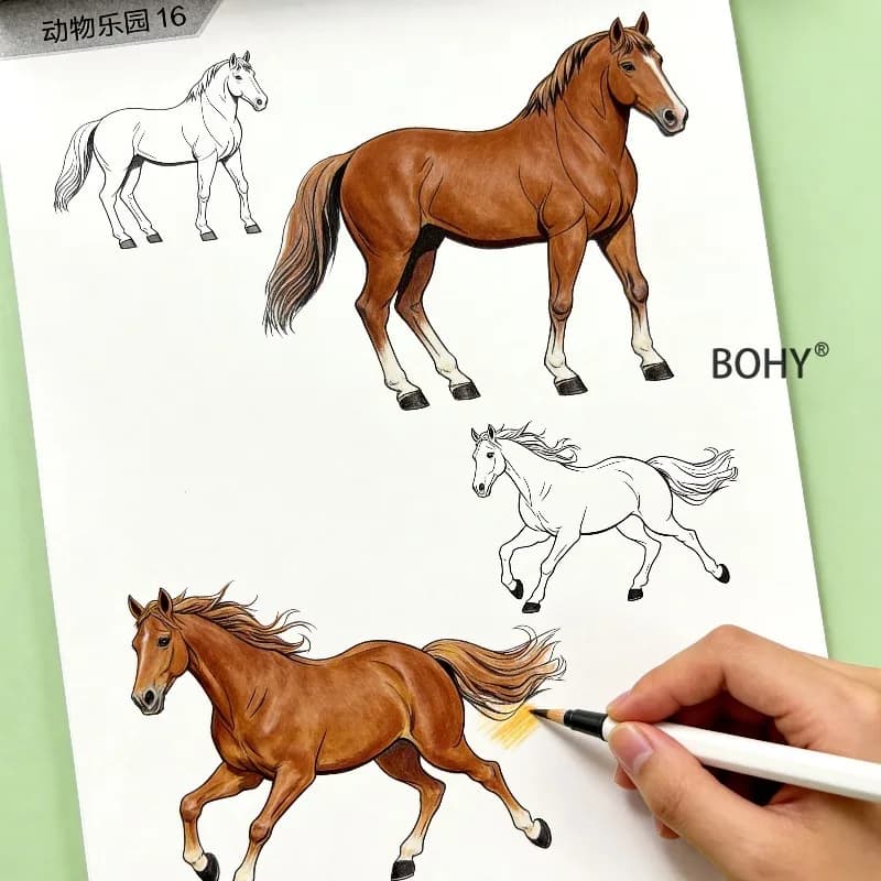 1 Animal Sketching and Coloring Book, 24 Pages, Zero Foundation Animal Painting Practice, Home Leisure Hand Drawing, Good Gift