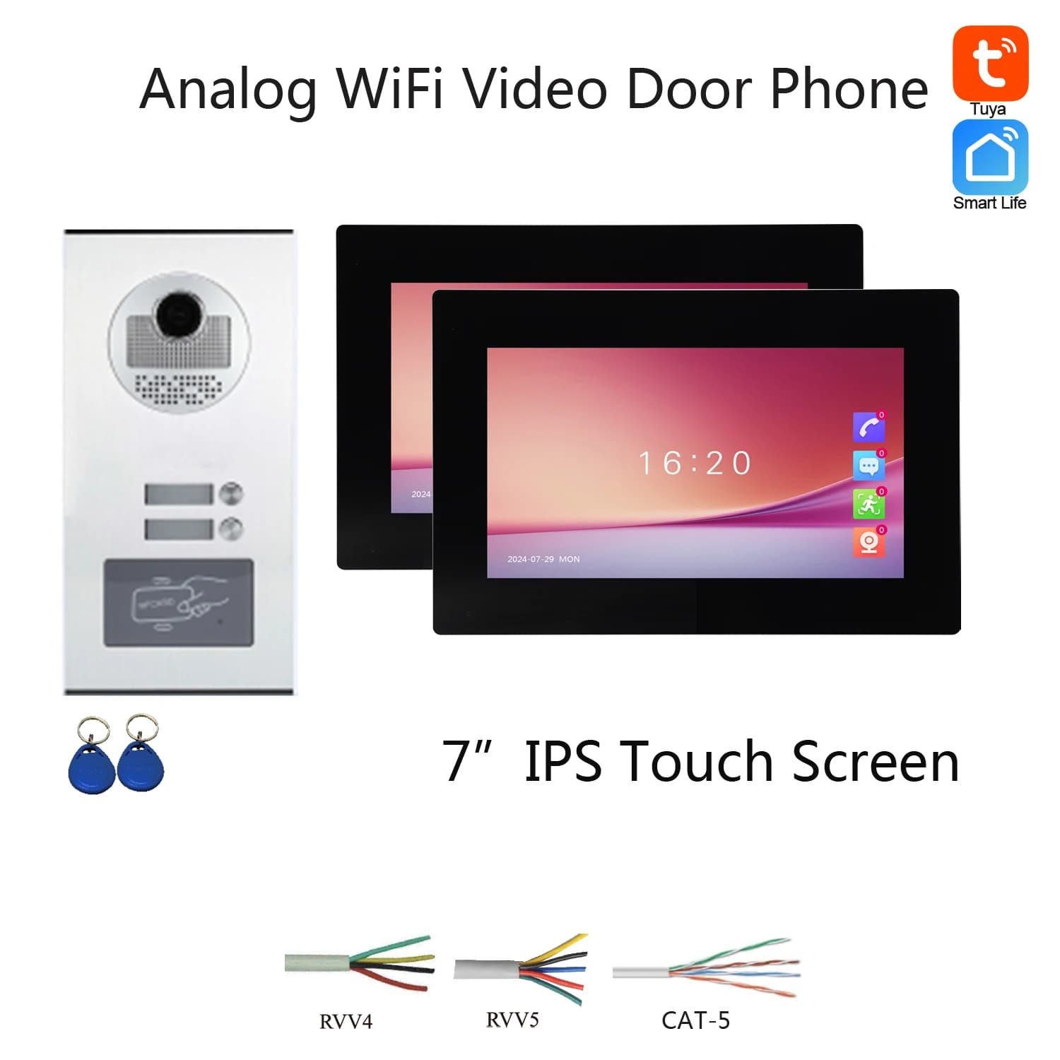 1Set Multi Utente Appartamento Citofono 7/10 "IPS Touch Screen Videocitofono Tuya WiFi APP Controllo RFID Sblocco Smart Door Bell