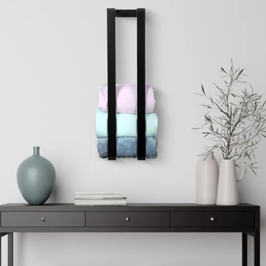 Mensola Galleggiante Porta Coperte da Parete per Soggiorno e Camera da Letto, Porta Coperte Rustico da Parete, Organizzatore per Biancheria da Letto e Asciugamani, Spa