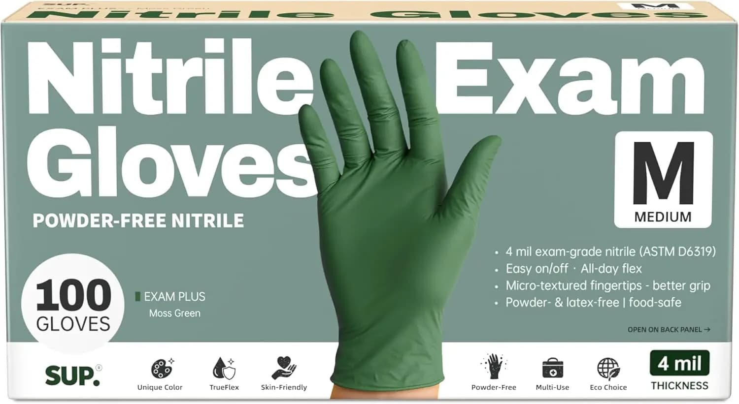 Guanti in Nitrile Senza Polvere, Confezione da 100, Adatti per Alimenti, Senza Lattice, Monouso per Cucina, Pulizia, Uso Medico