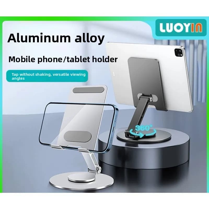 Metal Cooling Phone Stand 360 Rotation Foldable Desktop Universal Holder for Live Streaming Drawing Tablet Portable Bracket