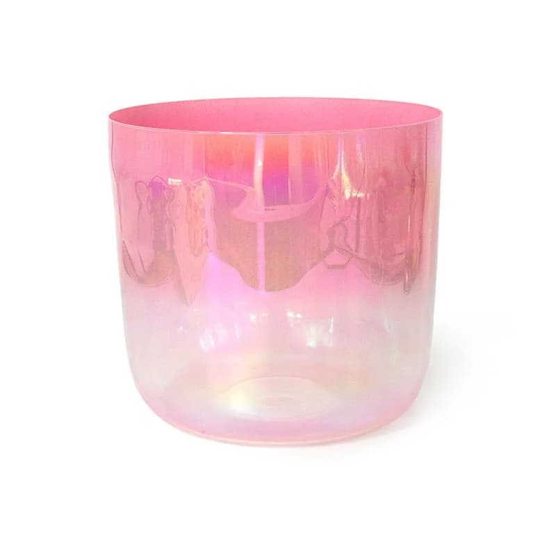 ZHQH Rose Pink Gradient Crystal Singing Bowl Music Crystal Musical Chant Bowl Percussion Instrument for Meditation with Mallets