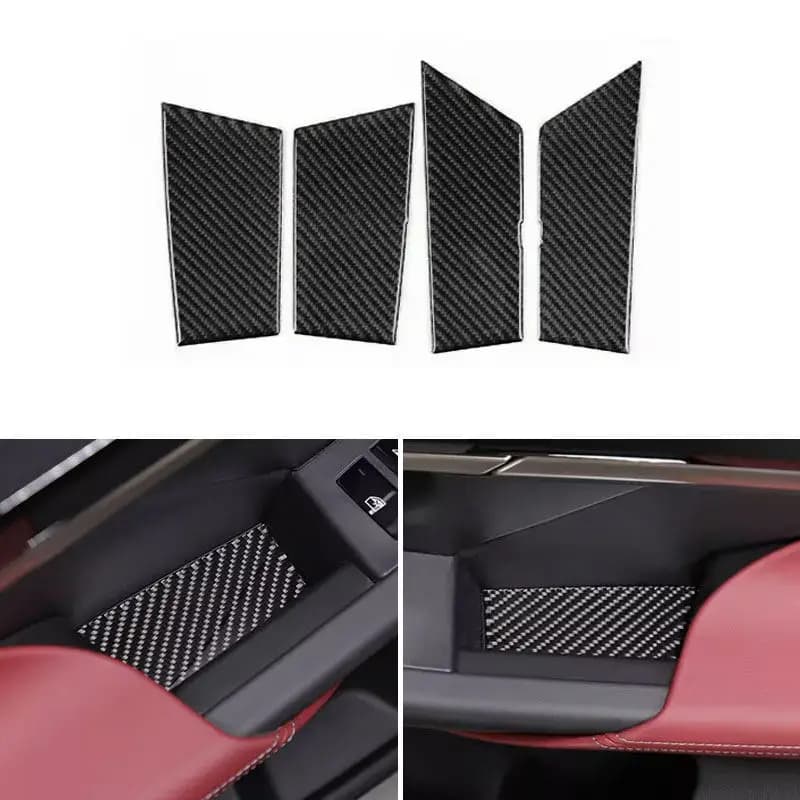 Morbida Fibra di Carbonio Accessori Per Interni Auto Porta Slot di Stoccaggio Tappetini Copertura Trim Per BMW Serie 5 i5 G60 2024 2025 4 porte modello