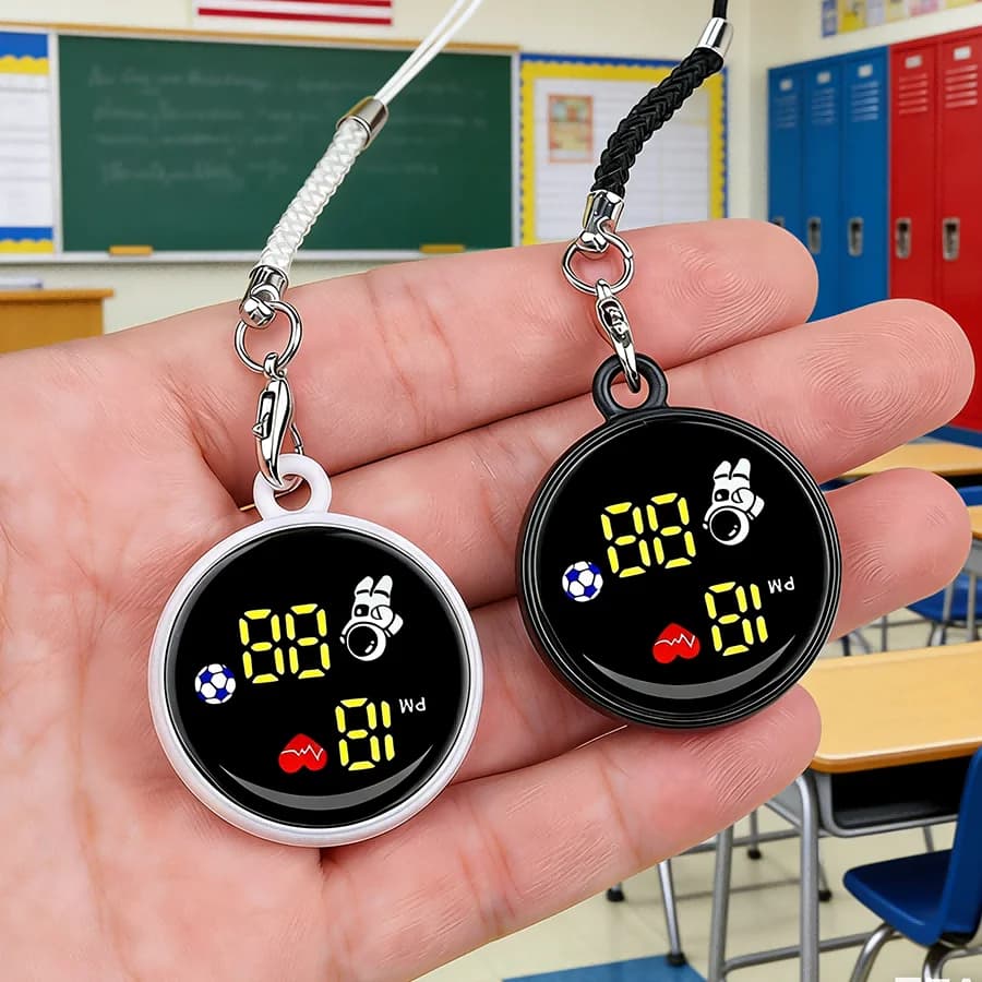 5 pz/set Cartoon LED Orologio Da Tasca Zaini Portachiavi Da Tavolo Appeso Orologio Da Tasca Elettronico Orologio per bambini Studenti Bambini