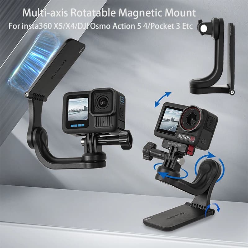 Universal magnetic support for Insta360 X5/Pocket 3/OSMO Action 5 Multi-axis swivel support bracket Accessories for action room