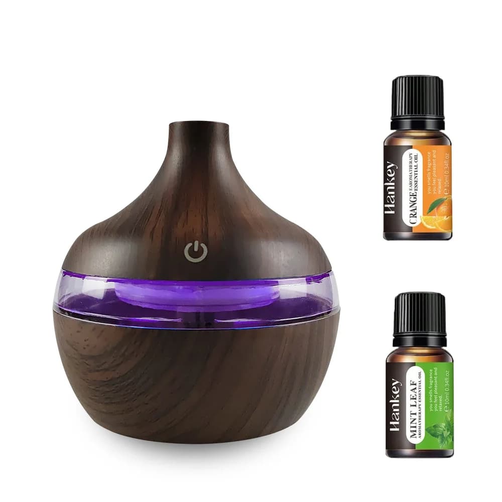 Diffusore per la casa 2-in-1 in legno, umidificatore e diffusore di oli essenziali - 300ml USB per idratazione in casa, ufficio, studio yoga (include 2 O